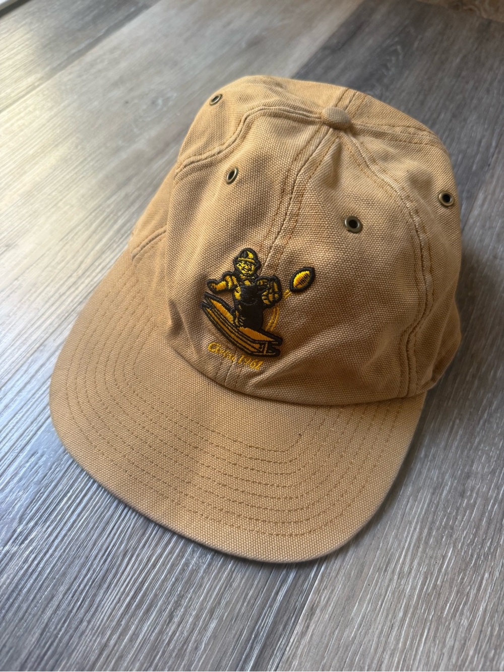 NFL Pittsburgh Steelers Tan Canvas Baseball Cap with Man Kicking Football - Picture 4 of 12